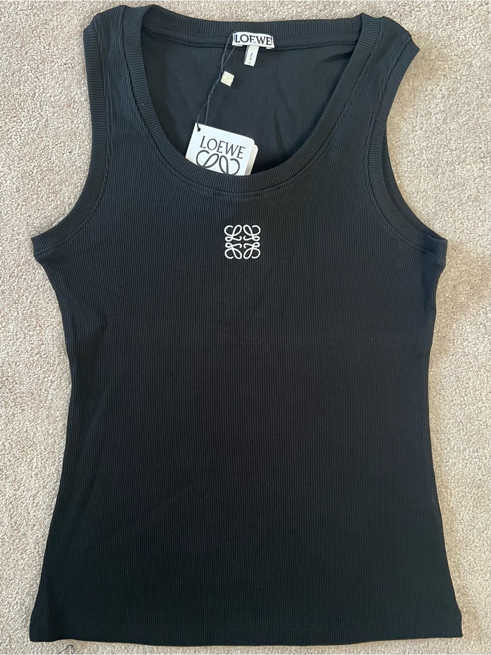 Loewe Black Ribbed Tank with White Anagram L